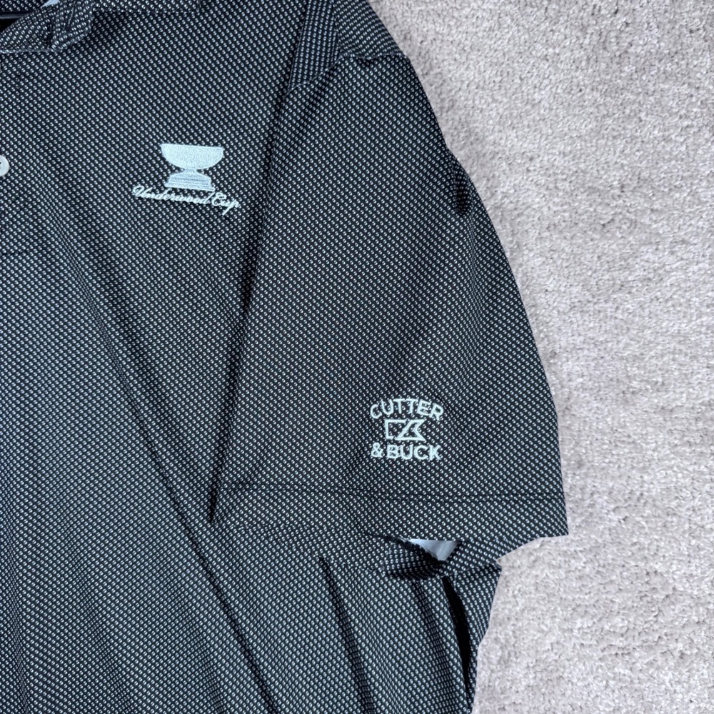Cutter & Buck Mens XL Black White Micro Pattern Underwood Cup Golf Polo Shirt - Picture 5 of 10